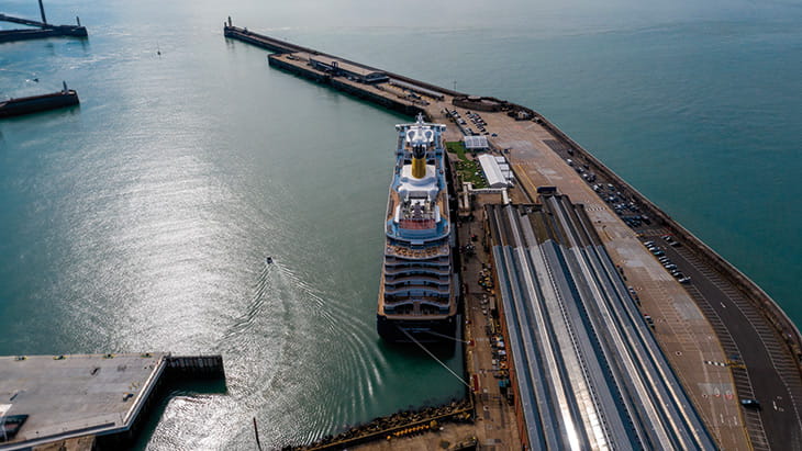 Spirit of Discovery docked at the port of Dover
